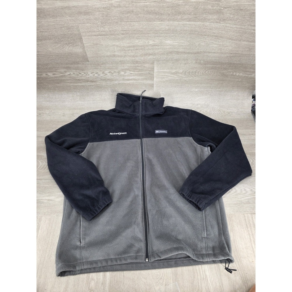 Columbia Sportswear Men's Size 2XL Black Gray Full Zip Fleece Jacket w/ NetwQven